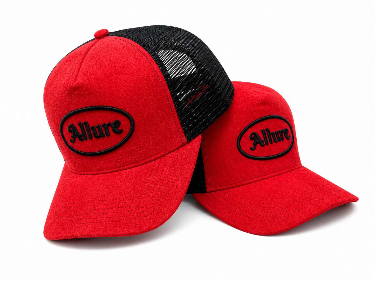 Allure Black and Red Velvet Trucker Hat