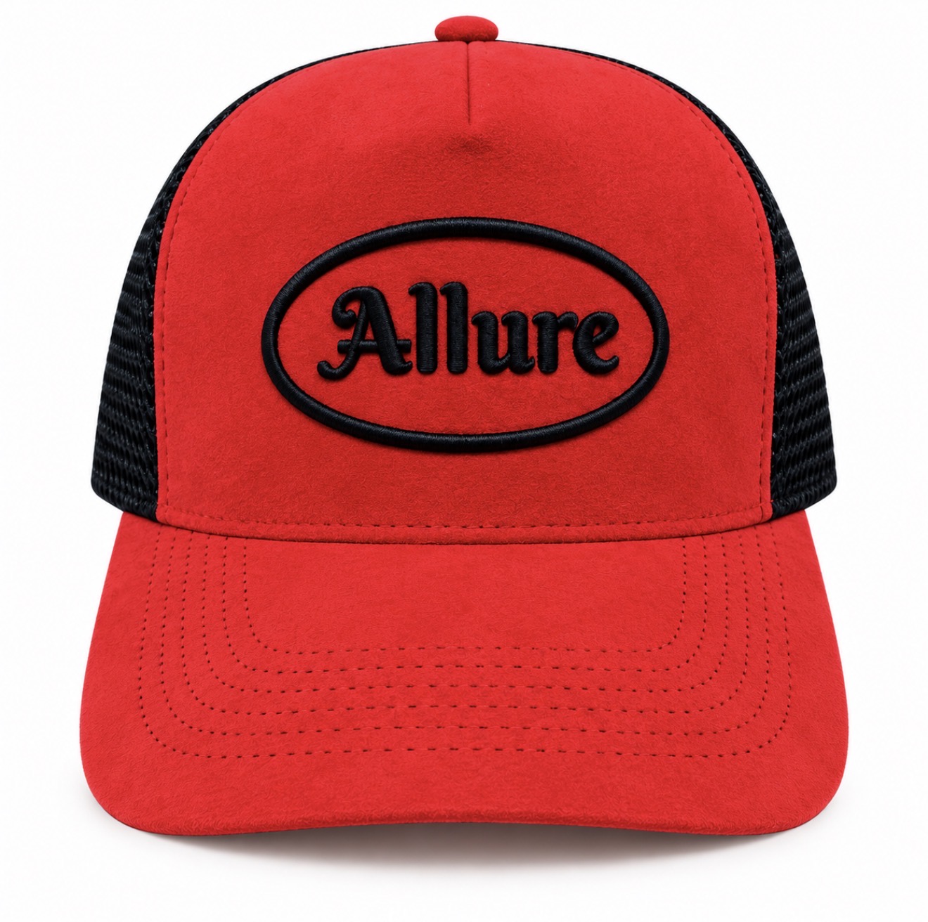 Allure Black and Red Velvet Trucker Hat